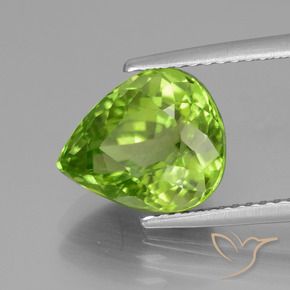 Peridoto naturale verde da 4,07 ct, taglio a pera, VS