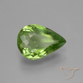 Peridoto Verde medio naturale da 3.18 ct, Forma a pera, VVS-VS