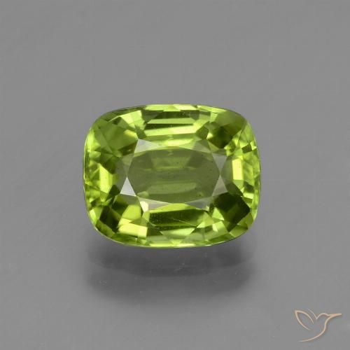 2.50ct Naturale Verde acceso Peridoto, Cuscino, VS