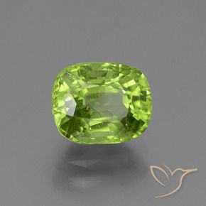 Peridoto Verde giallastro naturale da 2.37 ct, Cuscino, VS-SI