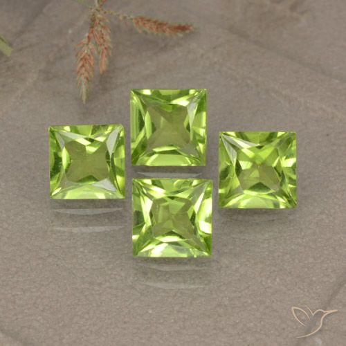 2.83ctw Naturale Verde chiaro Peridoto, Quadrato, VS