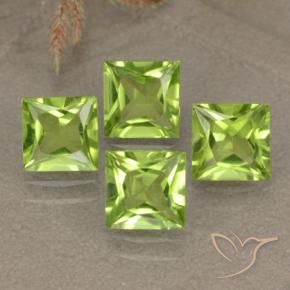 Gemme di Peridoto Verde chiaro naturale da 2.83 ct, Quadrato, VS
