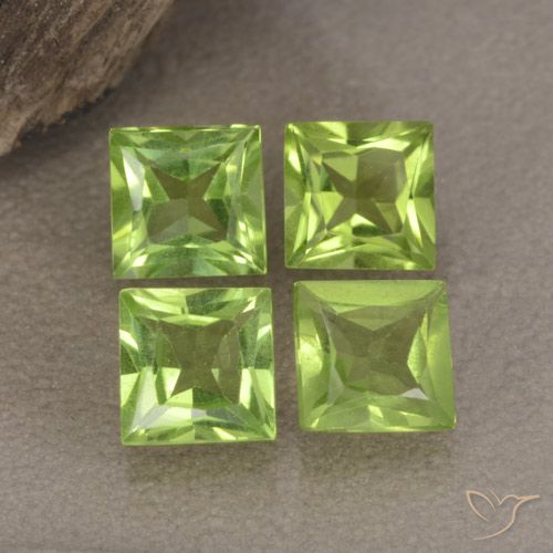 2.67ctw Naturale Verde acceso Peridoto, Quadrato, VS
