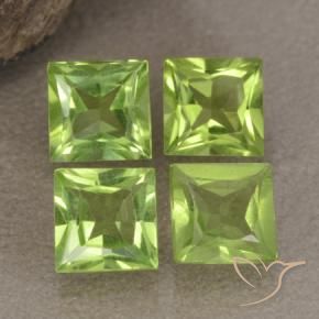 Gemme di Peridoto Verde acceso naturale da 2.67 ct, Quadrato, VS