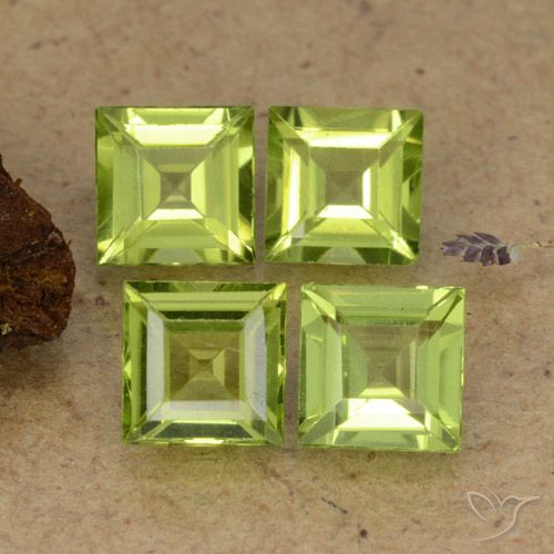 2.60ctw Naturale Verde acceso Peridoto, Quadrato, VS
