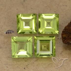 Gemme di Peridoto Verde acceso naturale da 2.60 ct, Quadrato, VS