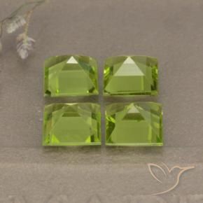 Gemme di Peridoto Verde medio naturale da 4.33 ct, Quadrato, VVS-VS