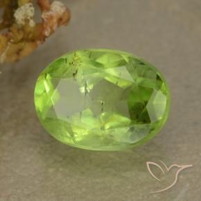 Peridoto Verde giallastro naturale da 1.31 ct, Ovale, VS