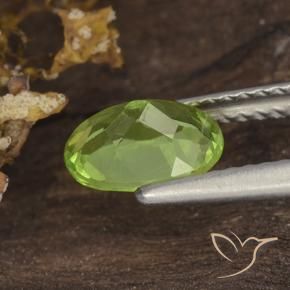 Peridoto Verde medio naturale da 1.31 ct, Ovale, VS