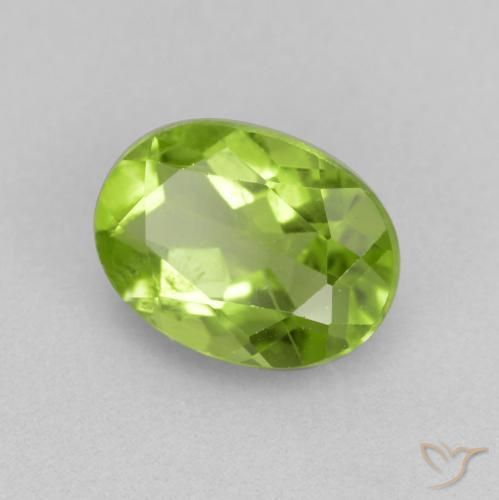 Peridoto Verde acceso naturale da 1.37 ct, Ovale, VS