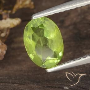 Peridoto Verde giallastro vivace naturale da 1.20 ct, Ovale, VS
