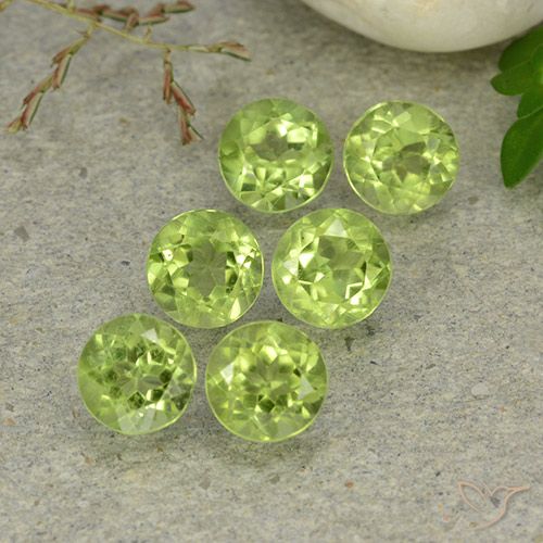 3.09ctw Naturale Verde medio-chiaro Peridoto, Rotondo, VVS-VS
