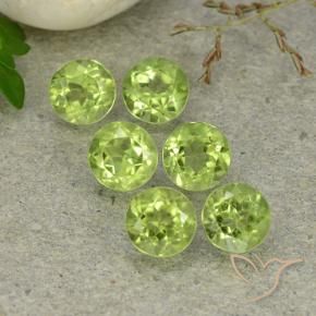 Gemme di Peridoto Verde medio-chiaro naturale da 3.09 ct, Rotondo, VVS-VS