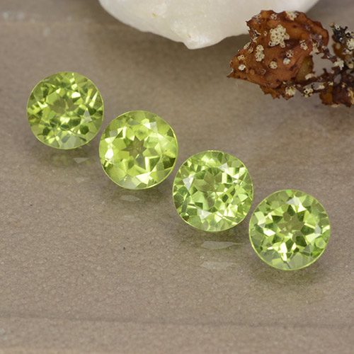 Peridoto naturale verde da 1,99 ct, taglio rotondo, VVS-VS