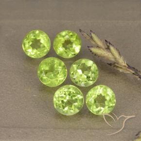 Gemme di Peridoto Verde giallastro vivace naturale da 3.00 ct, Rotondo, VVS-VS