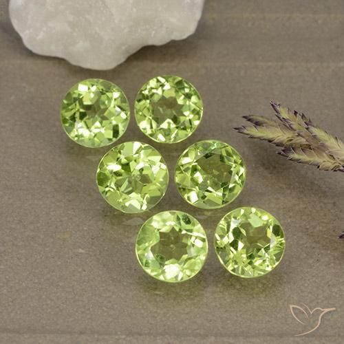 Gemme di Peridoto Verde chiaro e vivace naturale da 2.93 ct, Rotondo, VVS-VS