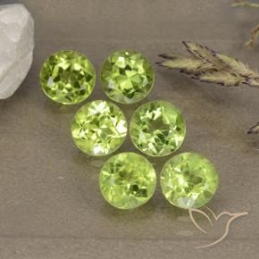 Gemme di Peridoto Verde acceso naturale da 3.33 ct, Rotondo, VVS-VS