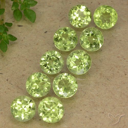 5.17ctw Naturale Verde chiaro e vivace Peridoto, Rotondo, VVS-VS
