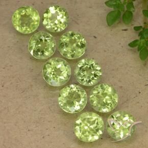 Gemme di Peridoto Verde chiaro e vivace naturale da 5.17 ct, Rotondo, VVS-VS