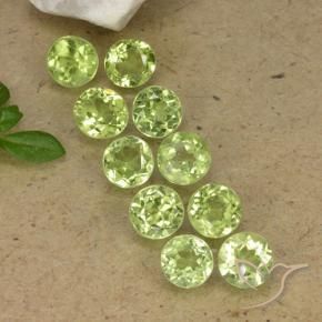 Gemme di Peridoto Verde chiaro e vivace naturale da 3.74 ct, Rotondo, VVS-VS
