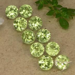 Gemme di Peridoto Verde chiaro e vivace naturale da 4.19 ct, Rotondo, VVS-VS