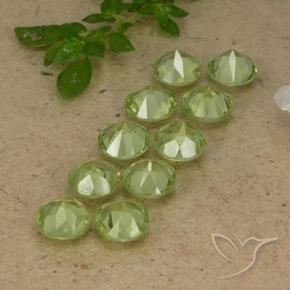 Gemme di Peridoto Verde chiaro e vivace naturale da 4.19 ct, Rotondo, VVS-VS