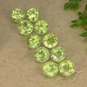 Gemme di Peridoto Verde chiaro naturale da 3.98 ct, Rotondo, VVS-VS