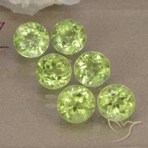 Gemme di Peridoto Verde chiaro naturale da 3.14 ct, Rotondo, VVS-VS