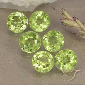 Gemme di Peridoto Verde chiaro e vivace naturale da 3.17 ct, Rotondo, VVS-VS