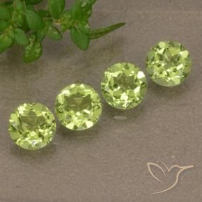 Gemme di Peridoto Verde chiaro e vivace naturale da 1.58 ct, Rotondo, VVS-VS