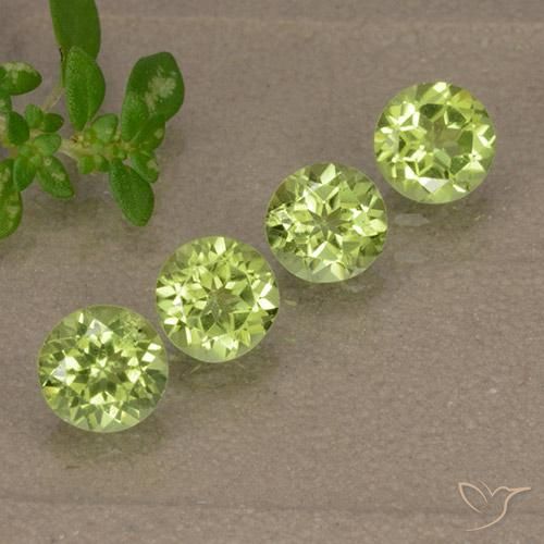 Gemme di Peridoto Verde chiaro e vivace naturale da 1.56 ct, Rotondo, VVS-VS