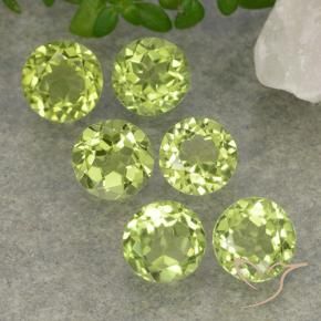 Gemme di Peridoto Verde chiaro naturale da 2.22 ct, Rotondo, VVS-VS