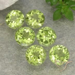 Gemme di Peridoto Verde chiaro naturale da 2.44 ct, Rotondo, VVS-VS
