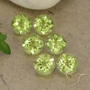 Gemme di Peridoto Verde chiaro e vivace naturale da 2.38 ct, Rotondo, VVS-VS