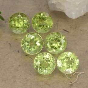 Gemme di Peridoto Verde chiaro naturale da 2.58 ct, Rotondo, VVS-VS