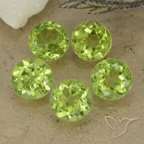 Gemme di Peridoto Verde chiaro e vivace naturale da 4.51 ct, Rotondo, VS