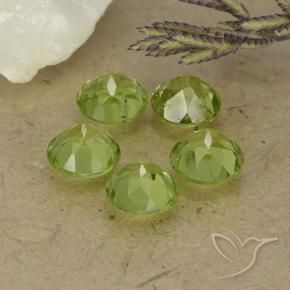 Gemme di Peridoto Verde chiaro e vivace naturale da 4.51 ct, Rotondo, VS