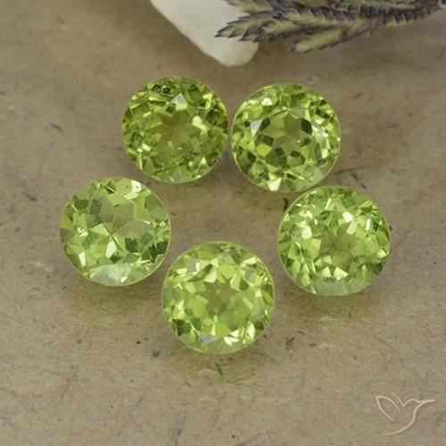 4.46ctw Naturale Verde chiaro e vivace Peridoto, Rotondo, VS