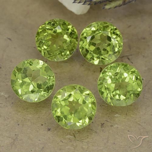 Gemme di Peridoto Verde chiaro e vivace naturale da 4.46 ct, Rotondo, VS