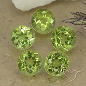 Gemme di Peridoto Verde chiaro e vivace naturale da 4.09 ct, Rotondo, VS