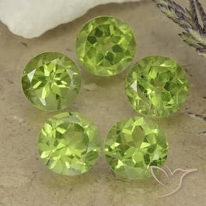Gemme di Peridoto Verde chiaro e vivace naturale da 4.75 ct, Rotondo, VVS-VS