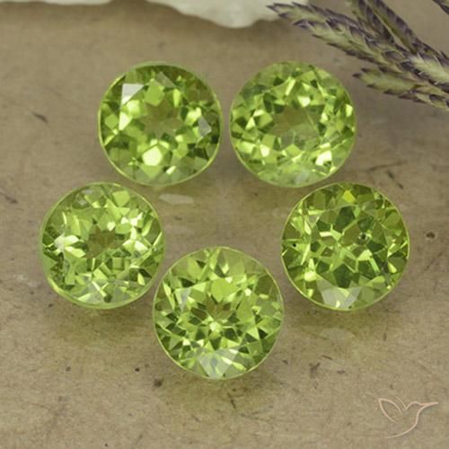 4.29ctw Naturale Verde chiaro e vivace Peridoto, Rotondo, VS