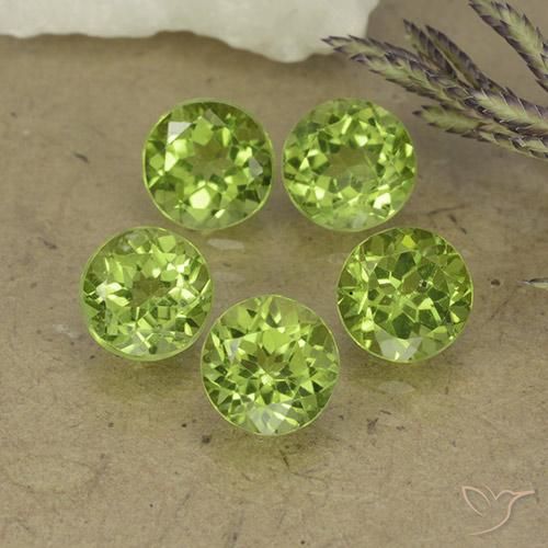 Gemme di Peridoto Verde chiaro e vivace naturale da 4.29 ct, Rotondo, VS