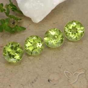 Gemme di Peridoto Verde giallastro vivace naturale da 3.32 ct, Rotondo, VS