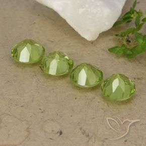 Gemme di Peridoto Verde giallastro vivace naturale da 3.32 ct, Rotondo, VS