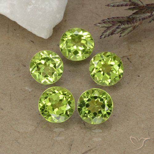 3.93ctw Naturale Verde acceso Peridoto, Rotondo, VS