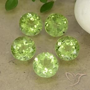 Gemme di Peridoto Verde chiaro naturale da 4.40 ct, Rotondo, VS