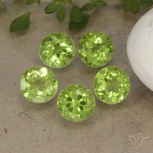4.19ctw Naturale Verde chiaro e vivace Peridoto, Rotondo, VS