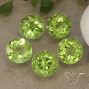 Gemme di Peridoto Verde chiaro e vivace naturale da 4.19 ct, Rotondo, VS