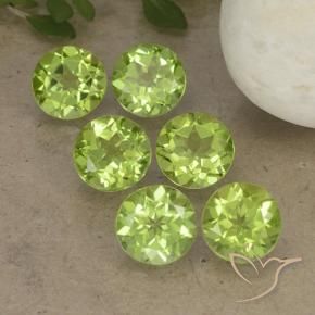 Gemme di Peridoto Verde chiaro e vivace naturale da 4.92 ct, Rotondo, VVS-VS